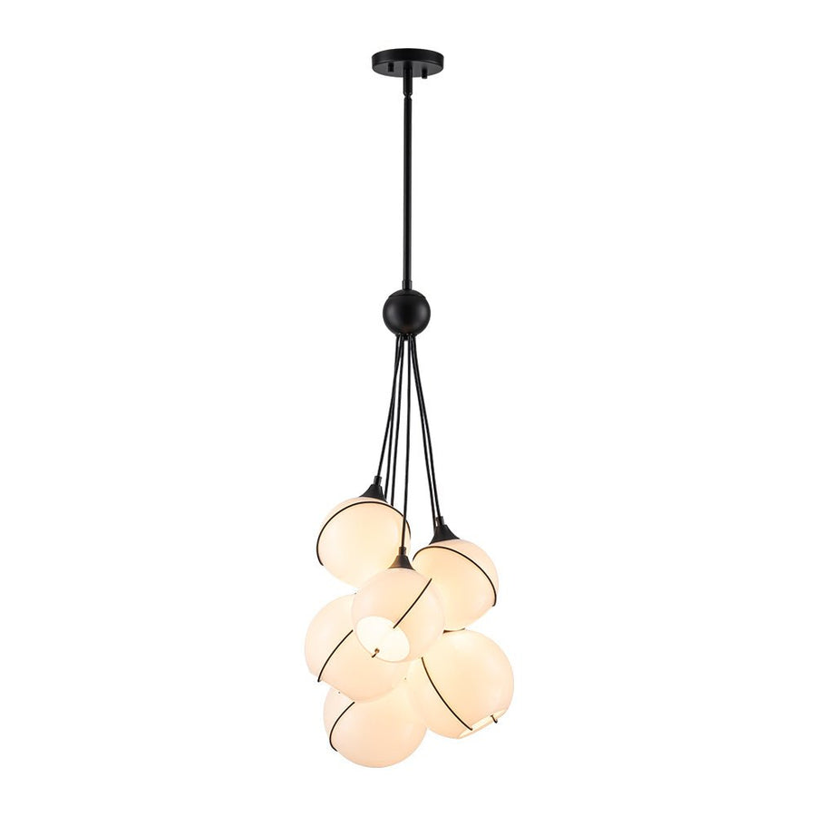 Farmhouze Light - Luxe Moody Style Cluster White Glass Globe Pendant Light - Chandelier - 6 - Light - 