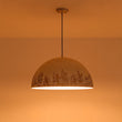 Load image into Gallery viewer, Farmhouze Light - Luxury Distressed Gilded Oversized Metal Dome Pendant - Chandelier - Black - 
