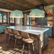 Load image into Gallery viewer, Farmhouze Light - Luxury Distressed Gilded Oversized Metal Dome Pendant - Chandelier - Green - 

