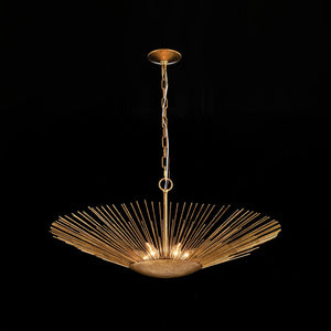 Farmhouze Light - Luxury Gold Foiled Traditional Large Round Sunburst Chandelier - Chandelier - Gold - 