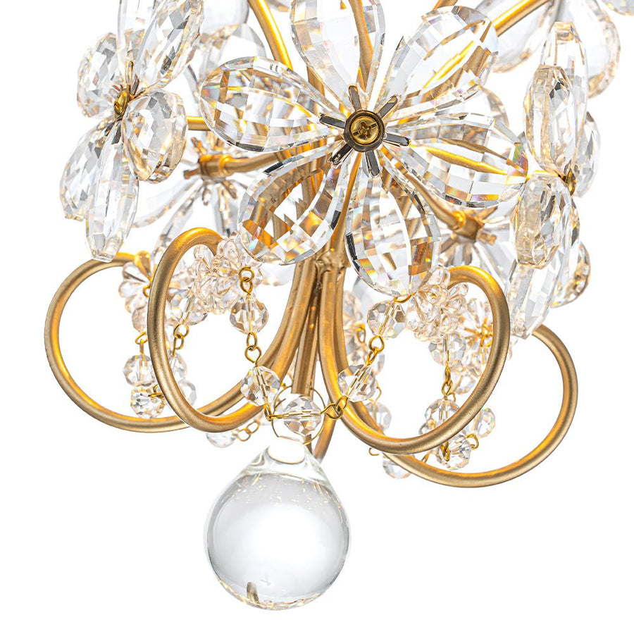 Farmhouze Light - Luxury Gold Scrollwork Crystal Flower Cage Pendant Light - Chandelier - Gold - 