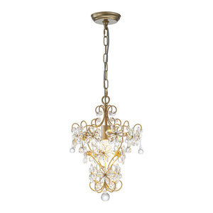 Farmhouze Light - Luxury Gold Scrollwork Crystal Flower Cage Pendant Light - Chandelier - Gold - 