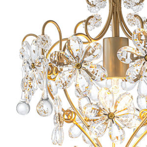 Farmhouze Light - Luxury Gold Scrollwork Crystal Flower Cage Pendant Light - Chandelier - Gold - 