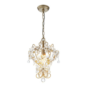 Farmhouze Light - Luxury Gold Scrollwork Crystal Flower Cage Pendant Light - Chandelier - Gold - 