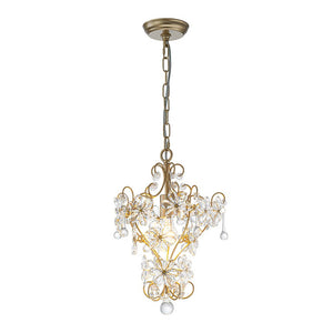 Farmhouze Light - Luxury Gold Scrollwork Crystal Flower Cage Pendant Light - Chandelier - Gold - 