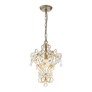 Farmhouze Light - Luxury Gold Scrollwork Crystal Flower Cage Pendant Light - Chandelier - Gold - 