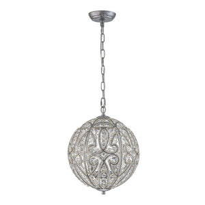 Farmhouze Light - Luxury Vintage Silver Crystal Accented Sphere Chandelier - Chandelier - 11.8 in - 