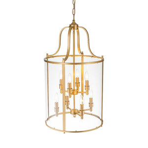 Farmhouze Light - Manor Black Candle Style Cylinder Lantern Pendant Chandelier - Chandelier - Brass/6 - Light - 
