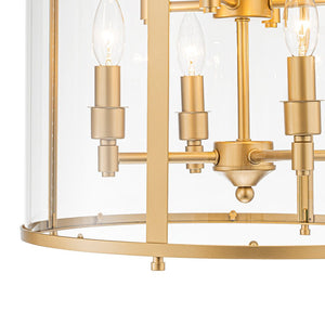 Farmhouze Light - Manor Black Candle Style Cylinder Lantern Pendant Chandelier - Chandelier - Brass/6 - Light - 