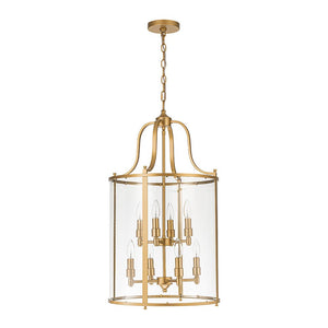 Farmhouze Light - Manor Black Candle Style Cylinder Lantern Pendant Chandelier - Chandelier - Brass/6 - Light - 
