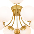 Load image into Gallery viewer, Farmhouze Light - Mid - Century 12 - Light Opal Glass Bubble Round Sputnik Semi Flush - Ceiling Light - Brass - 
