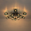 Load image into Gallery viewer, Farmhouze Light-Mid-Century 12-Light Sputnik Blue Glass Globe Ceiling Light-Ceiling Light-Black-
