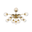 Load image into Gallery viewer, Farmhouze Light-Mid-Century 12-Light Sputnik Fluted Glass Bubble Semi Flush-Chandelier-Brass-
