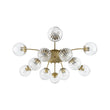 Load image into Gallery viewer, Farmhouze Light-Mid-Century 12-Light Sputnik Fluted Glass Bubble Semi Flush-Chandelier-Brass-
