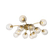 Load image into Gallery viewer, Farmhouze Light-Mid-Century 12-Light Sputnik Fluted Glass Bubble Semi Flush-Chandelier-Brass-
