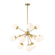 Load image into Gallery viewer, Farmhouze Light - Mid Century 12 - Light White Glass Globe Bubble Sunburst Chandelier - Chandelier - Black - 
