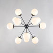 Load image into Gallery viewer, Farmhouze Light - Mid Century 12 - Light White Glass Globe Bubble Sunburst Chandelier - Chandelier - Black - 
