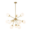 Load image into Gallery viewer, Farmhouze Light - Mid Century 12 - Light White Glass Globe Bubble Sunburst Chandelier - Chandelier - Black - 
