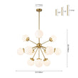 Load image into Gallery viewer, Farmhouze Light - Mid Century 12 - Light White Glass Globe Bubble Sunburst Chandelier - Chandelier - Black - 
