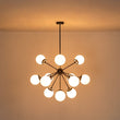 Load image into Gallery viewer, Farmhouze Light - Mid Century 12 - Light White Glass Globe Bubble Sunburst Chandelier - Chandelier - Black - 
