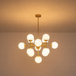 Load image into Gallery viewer, Farmhouze Light-Mid-Century 13-Light Milky Glass Globe Layered Sputnik Chandelier-Chandelier-32 in-
