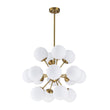 Load image into Gallery viewer, Farmhouze Light - Mid - Century 16 - Light Opal Glass Globe Sputnik Chandelier - Chandelier - Brass - 
