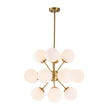 Load image into Gallery viewer, Farmhouze Light - Mid - Century 16 - Light Opal Glass Globe Sputnik Chandelier - Chandelier - Brass - 
