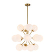 Load image into Gallery viewer, Farmhouze Light - Mid - Century 16 - Light Opal Glass Globe Sputnik Chandelier - Chandelier - Brass - 
