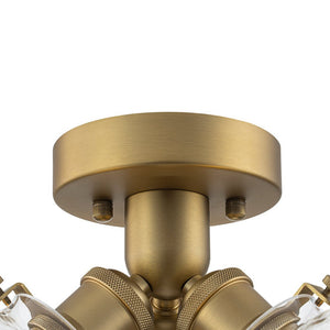 Farmhouze Light - Mid - Century 3 - Light Clear Glass Globe Bubble Ceiling Light - Ceiling Light - Brass - 