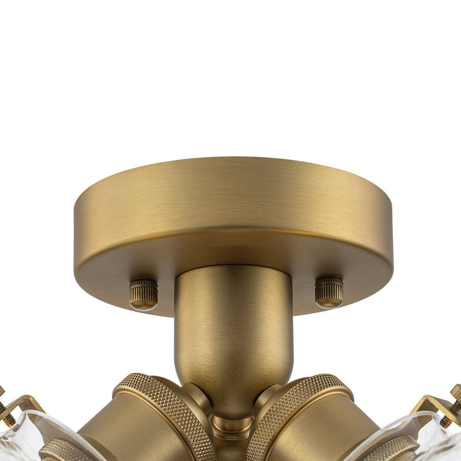 Farmhouze Light - Mid - Century 3 - Light Clear Glass Globe Bubble Ceiling Light - Ceiling Light - Brass - 