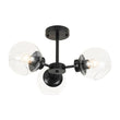 Load image into Gallery viewer, Farmhouze Light - Mid Century 3 - Light Clear Glass Globe Semi Flush Mount - Ceiling Light - Black - 
