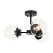 Load image into Gallery viewer, Farmhouze Light - Mid Century 3 - Light Clear Glass Globe Semi Flush Mount - Ceiling Light - Black - 
