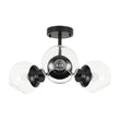 Load image into Gallery viewer, Farmhouze Light - Mid Century 3 - Light Clear Glass Globe Semi Flush Mount - Ceiling Light - Black - 
