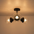 Load image into Gallery viewer, Farmhouze Light - Mid Century 3 - Light Clear Glass Globe Semi Flush Mount - Ceiling Light - Black - 

