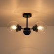 Load image into Gallery viewer, Farmhouze Light - Mid Century 3 - Light Clear Glass Globe Semi Flush Mount - Ceiling Light - Black - 
