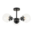 Load image into Gallery viewer, Farmhouze Light - Mid Century 3 - Light Clear Glass Globe Semi Flush Mount - Ceiling Light - Black - 
