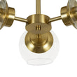 Load image into Gallery viewer, Farmhouze Light - Mid Century 3 - Light Clear Glass Globe Semi Flush Mount - Ceiling Light - Brass - 
