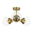 Load image into Gallery viewer, Farmhouze Light - Mid Century 3 - Light Clear Glass Globe Semi Flush Mount - Ceiling Light - Brass - 
