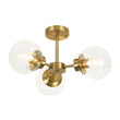Load image into Gallery viewer, Farmhouze Light - Mid Century 3 - Light Clear Glass Globe Semi Flush Mount - Ceiling Light - Brass - 
