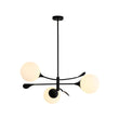 Load image into Gallery viewer, Farmhouze Light - Mid - Century 3 - Light Frosted Glass Globe Sputnik Chandelier - Chandelier - Black - 
