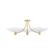 Load image into Gallery viewer, Farmhouze Light - Mid - Century 3 - Light Metal Saucer Semi Flush Ceiling Light - Ceiling Light - White + Brass - 
