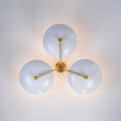 Load image into Gallery viewer, Farmhouze Light - Mid - Century 3 - Light Metal Saucer Semi Flush Ceiling Light - Ceiling Light - White + Brass - 
