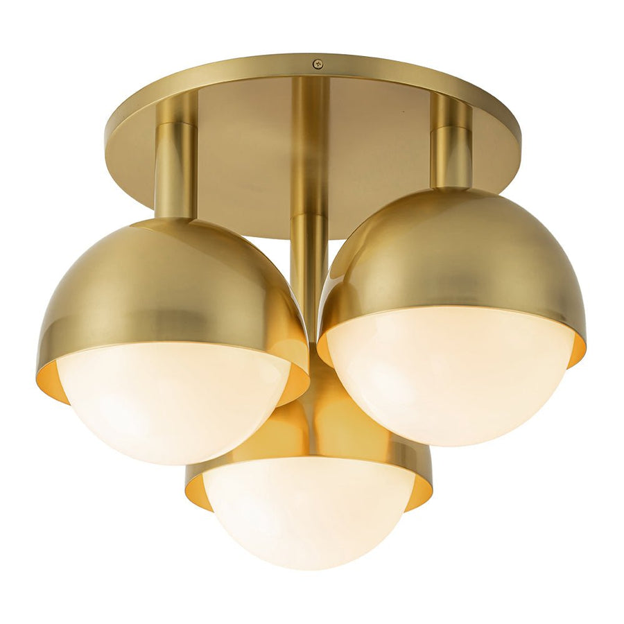 Farmhouze Light - Mid - Century 3 - Light Milky Glass Globe Ceiling Light - Ceiling Light - Nickel - 