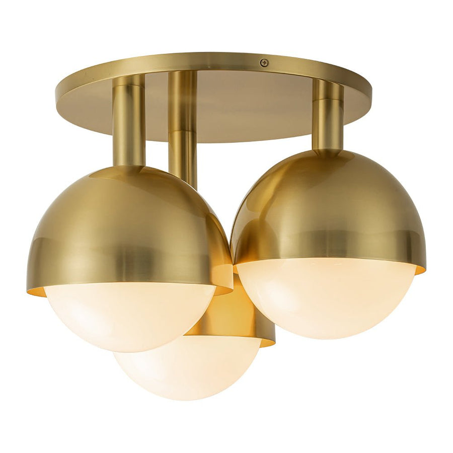 Farmhouze Light - Mid - Century 3 - Light Milky Glass Globe Ceiling Light - Ceiling Light - Nickel - 