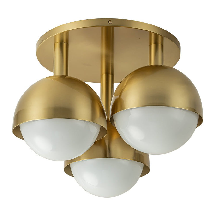 Farmhouze Light - Mid - Century 3 - Light Milky Glass Globe Ceiling Light - Ceiling Light - Nickel - 