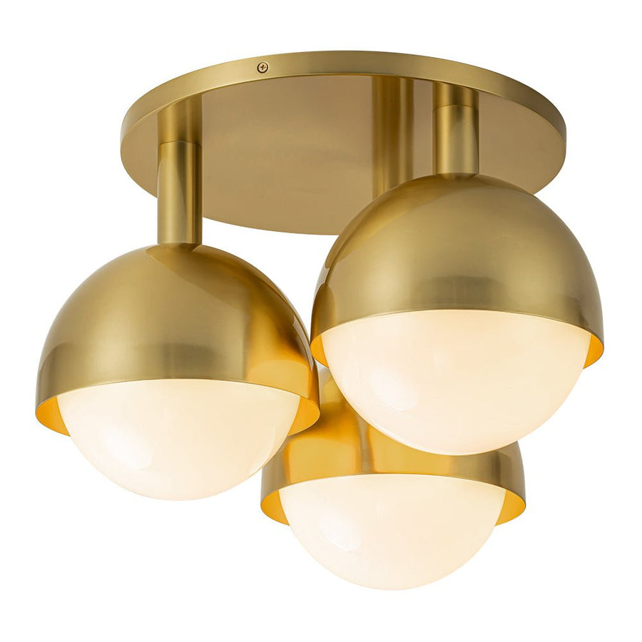 Farmhouze Light - Mid - Century 3 - Light Milky Glass Globe Ceiling Light - Ceiling Light - Nickel - 