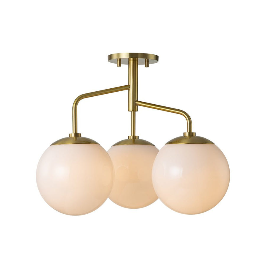 Farmhouze Light - Mid Century 3 - Light Milky Glass Globe Semi Flush Mount - Ceiling Light - 4 Bulbs - 