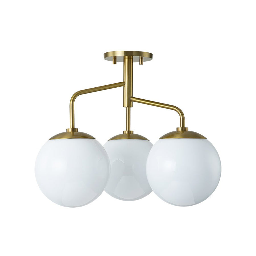 Farmhouze Light - Mid Century 3 - Light Milky Glass Globe Semi Flush Mount - Ceiling Light - 4 Bulbs - 