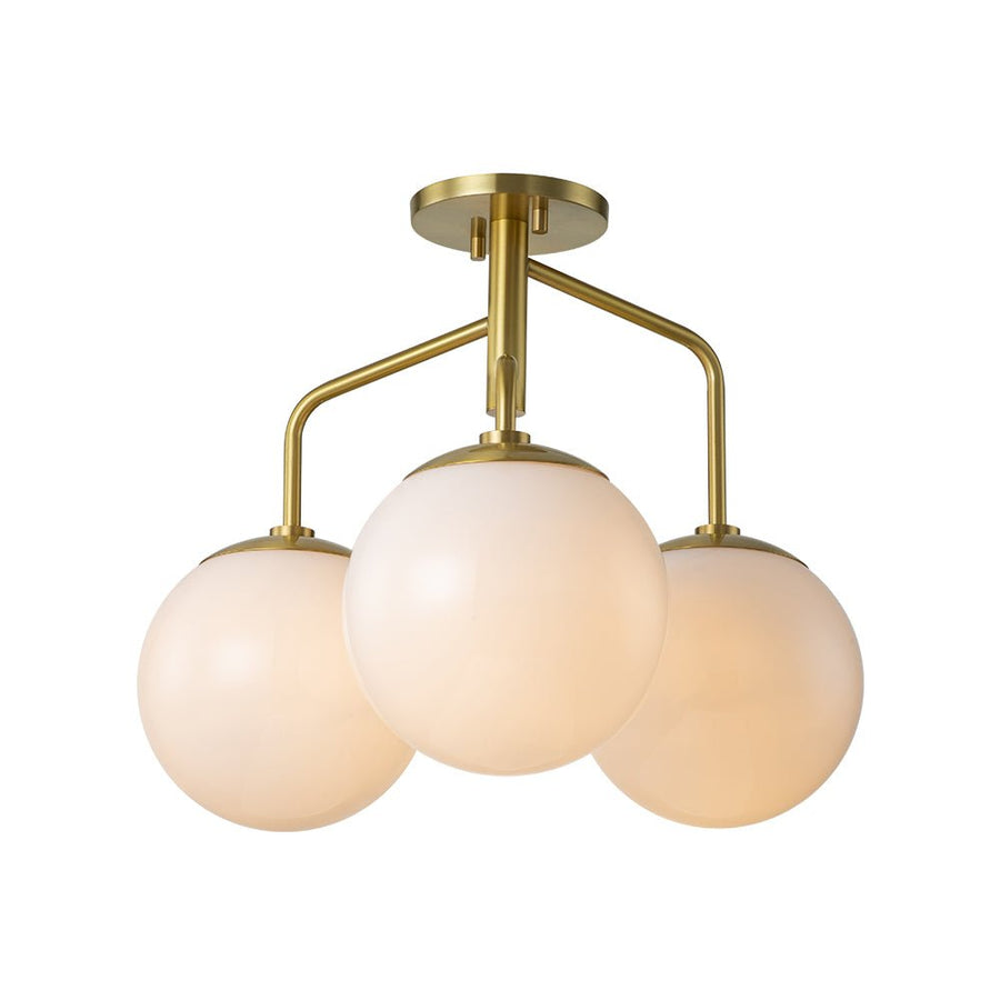 Farmhouze Light - Mid Century 3 - Light Milky Glass Globe Semi Flush Mount - Ceiling Light - 4 Bulbs - 