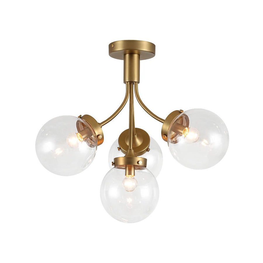 Farmhouze Light - Mid - Century 4 - Light Clear Glass Globe Bubble Ceiling Light - Ceiling Light - Nickel - 